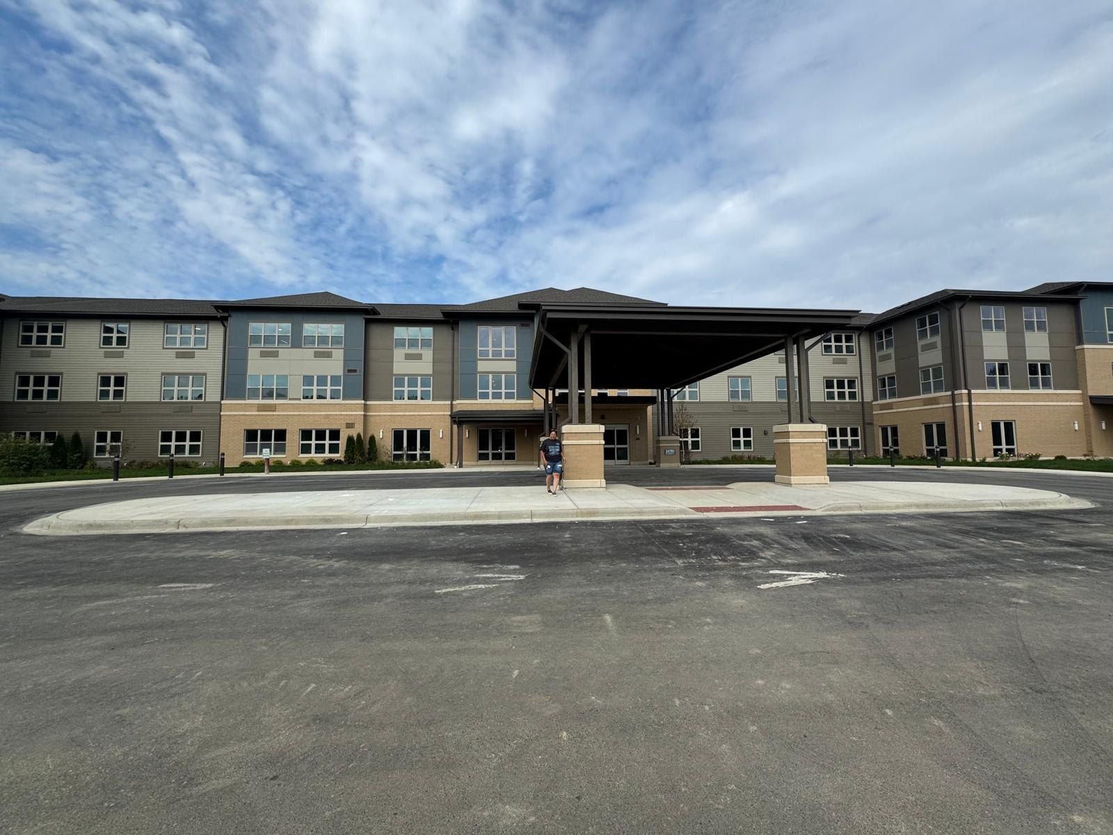 Exterior of Silver Birch of Bedford Heights, a new three-story assisted-living community in Bedford Heights, Ohio